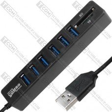 USB HUB на 6 портов USB 3.0, с картридером (в блистере)