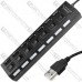 USB HUB на 7 портов USB 2.0, с выключателями и подсветкой + гнездо питания