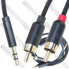 Шнур mini штекер 3,5стерео - 2 штекери RCA, gold, 1м