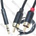 Шнур mini штекер 3,5стерео - 2 штекера RCA, gold, 1м