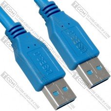 Шнур USB (штекер А - штекер А), Version 3.0, диам.-5,5мм, 0.8м, синий