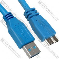 Шнур USB (штекер USB А - штекер micro USB type B), Version 3.0, 30см, синий