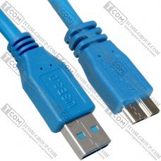 Шнур USB (штекер USB А - штекер micro USB type B), Version 3.0, 80см, синий