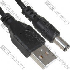 Шнур штекер USB A - штекер живлення 2,5/5,5мм, 1м, чорний