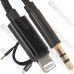 Шнур штекер 3,5мм стерео - штекер iPhone Lightning, 1,5м, чёрный