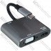 Переходник штекер USB type C (гнездо VGA + гнездо HDMI + гнездо USB 3.0) с кабелем 15см