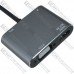 Переходник штекер USB type C (гнездо VGA + гнездо HDMI + гнездо USB 3.0) с кабелем 15см