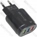 Сетевое зарядное устройство на 3 гнезда USB, QC 3.0, 5V~3.5A(max), чёрное