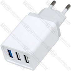 Сетевое зарядное устройство на 3 гнезда USB, 5V~3A, 9V~2A, 12V~1.67A, белое