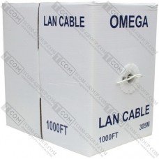 Кабель UTP Omega, Cat.3,  2х2х(0,43мм CCA) диам.-3мм, серый, 305м