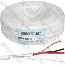 Кабель сигнальный 2x0,22 CU в экране EUROSAT, белый, 100м
